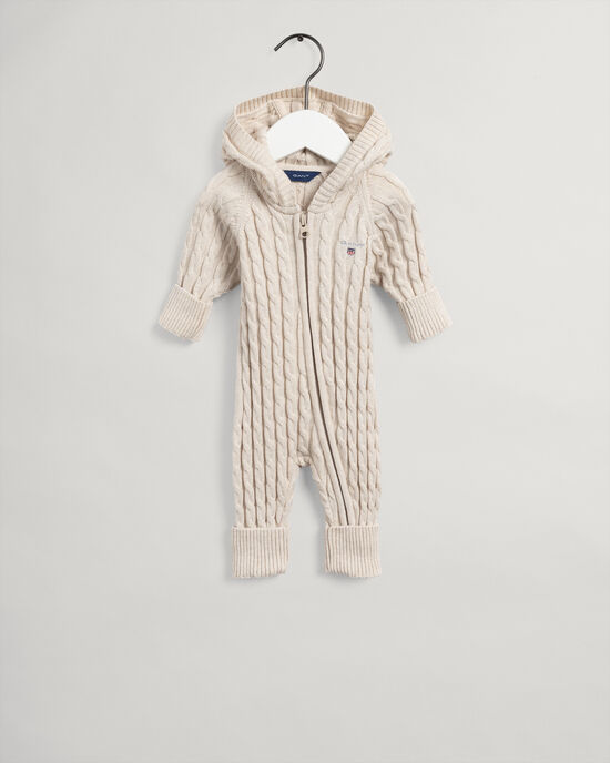 Macacão com fecho em malha de algodão entrelaçada Baby